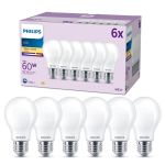 Mehrfachpackung 6x Philips Glühbirne LED E27 Birne Matt 7W 806lm - 827 Extra Warmweiß